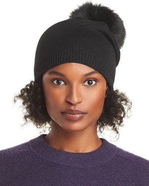 Kyi Kyi Cashmere Faux Fur Pom Pom Hat - Blue