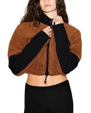 Skims Teddy Funnel Neck Cropped Jacket - Black