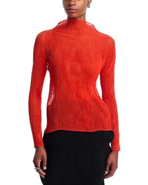 Issey Miyake Chiffon Twist Plisse Top - Red