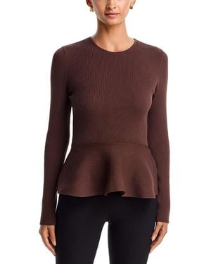 Aqua Ribbed Peplum Hem Top - Purple
