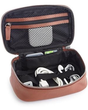 ROYCE New York Leather Tech Accessory Travel Storage Case - Black