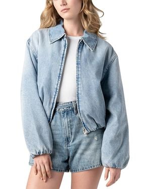 Blank NYC Denim Bomber Jacket - Blue
