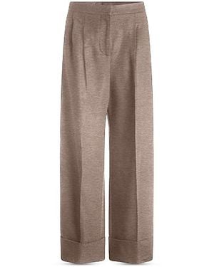 BOSS Taniada Wool Wide Leg Pants - Brown