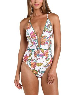 Sunshine 79 Wild Vines V Plunge One Piece - White