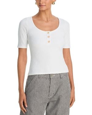 Aqua Ribbed Snap T Shirt - Gray