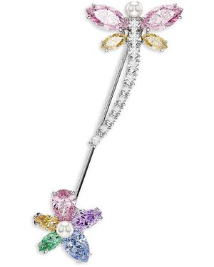 Swarovski Ariana Grande X Crystal, Cubic Zirconia & Imitation Pearl Dragonfly & Flower Brooch - White