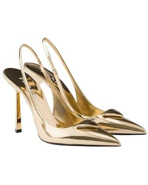 Prada Metallic Leather Slingback Pumps