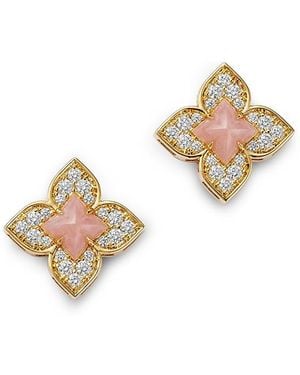 Roberto Coin 18K Venetian Princess Carnival Opal & Diamond Stud Earrings - White