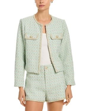 Aqua Tweed Braided Trim Jacket - Green