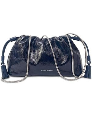 Veronica Beard Small Crinkle Leather Crossbody - Blue