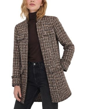Liverpool Los Angeles Tweed Mandarin Collar Coat - Brown