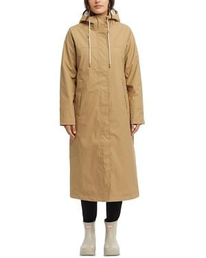 HUNTER Sammy Rubberized Long Padded Raincoat - Natural