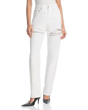 Area Crystal Fray Slit Jeans - White