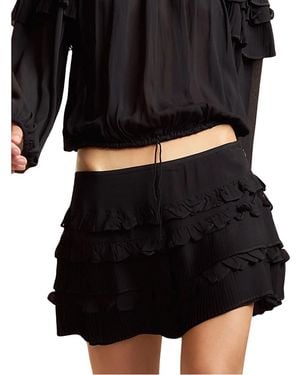 Cynthia Rowley Ruffle Pleated Micro Skirt - Black