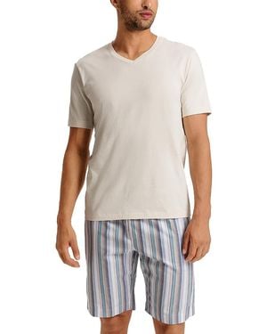 Hanro Cotton Solid V Neck Tee - Gray
