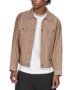 Pleasures Cat Mirror Stripe Trucker Jacket - Brown