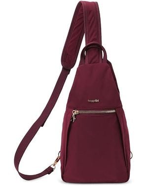 Baggallini Securtex Jet Set Anti Theft Triangle Sling Bag - Purple