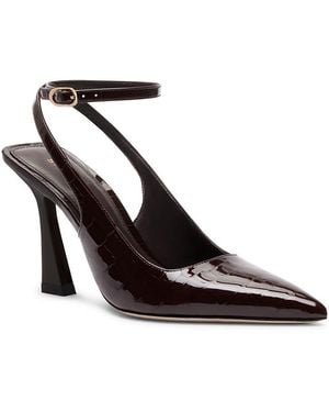 Stuart Weitzman Vinnie 85 Patent Leather Ankle Strap Pumps - Black