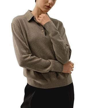 LILYSILK Baby Cashmere Polo Shirt - Gray