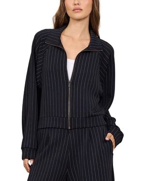 Vintage Havana Striped Raglan Sleeve Zip Front Sweatshirt - Blue