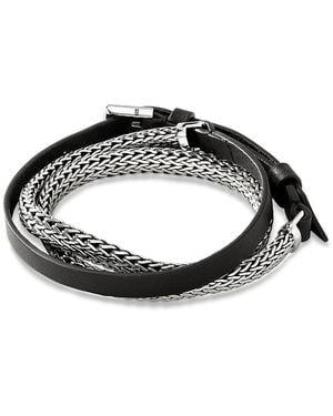 John Hardy Sterling Icon Leather Wrap Bracelet - Black