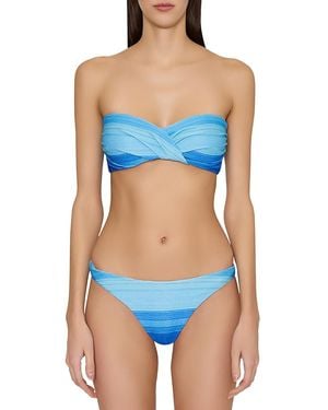 MILLY Sunset Stripe Twist Bandeau Bikini Top - Blue