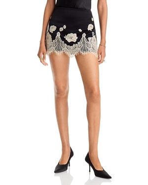 Alice + Olivia Rubi Lace Trim Mini Skirt - Black