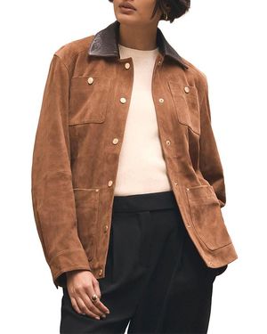 Mint Velvet Suede Barn Jacket - Brown