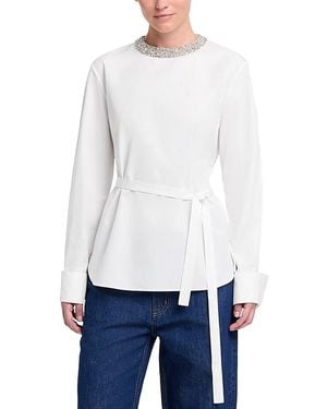 Twp The Day We Met Cotton Embellished Neck Top - White