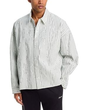 Represent Oversized Stripe Cotton Shirt - Gray