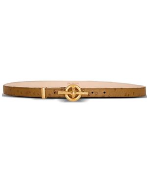 Balmain Embossed Calfskin T-Bar Belt - Natural