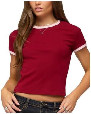 Edikted Opaline Contrast T Shirt - Red