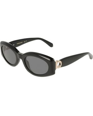 Ferragamo Gancini Oval Sunglasses, 54Mm - Gray