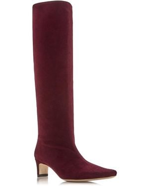 STAUD Wally Suede Tall Boots - Red