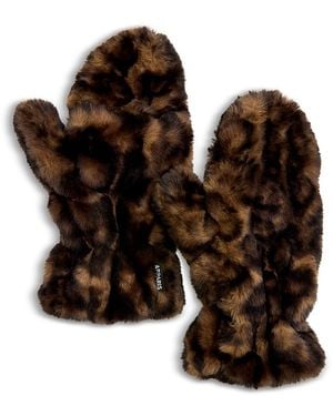Apparis Coco Faux Fur Mittens - Brown