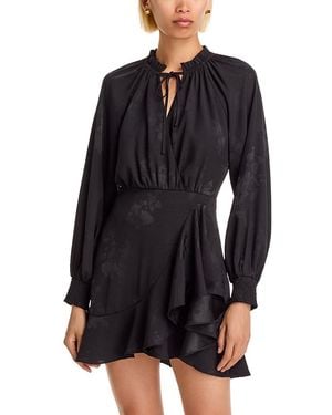 Aqua Long Sleeve Wrap Dress - Black