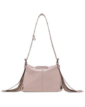 Maje Miss M Mini Fringed Leather Crossbody Bag - Pink