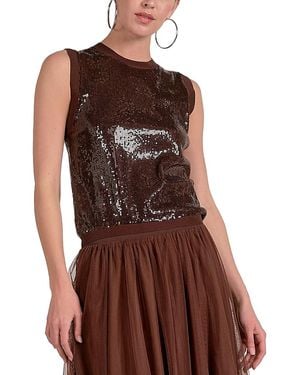 Elan Sequinned Tank Top - Brown