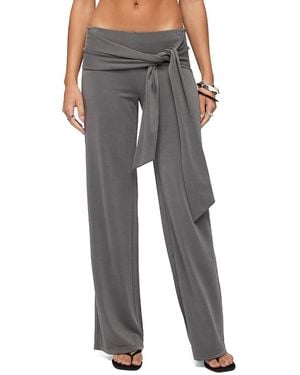 Edikted Xyla Straight Leg Tie Pants - Gray