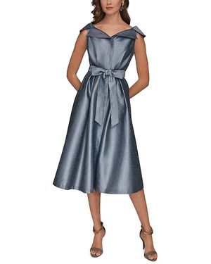 Donna Karan Belted Fit-And-Flare Dress - Blue