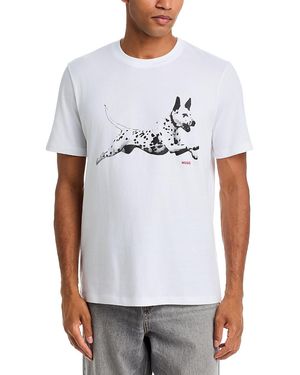 HUGO Dirunn Cotton Dalmatian Graphic T-Shirt - White