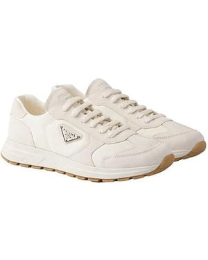 Prada Prax Suede And Re-Nylon Sneakers - White