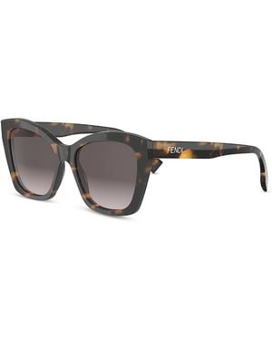 Fendi Lettering Cat Eye Sunglasses, 55Mm - Gray