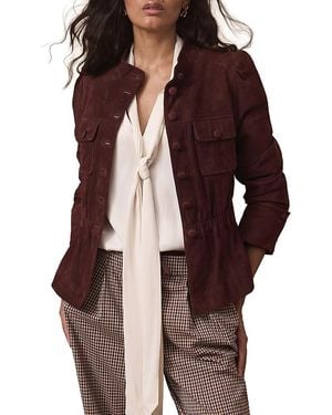 Mint Velvet Suede Peplum Jacket - Red