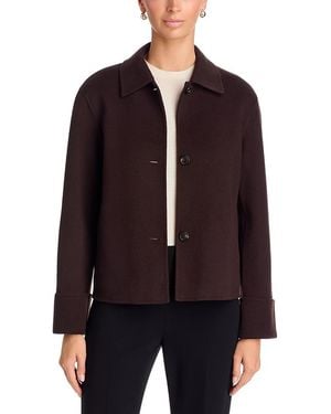 Theory Double Face Wool Blend Boxy Cuff Jacket - Brown