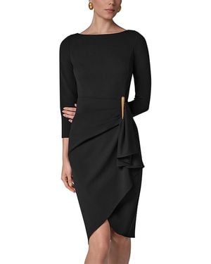 Donna Karan Cascade Ruffle Boat Neck Sheath Dress - Black