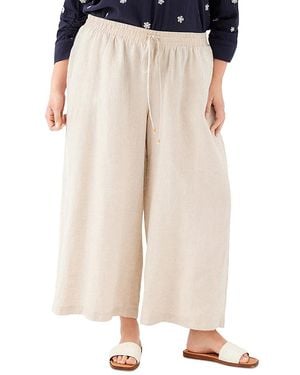 Karen Kane Plus Linen Drawstring Pants - Natural