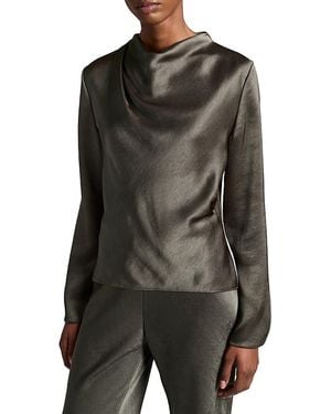 Vince Draped Cowl Neck Long Sleeve Top - Black