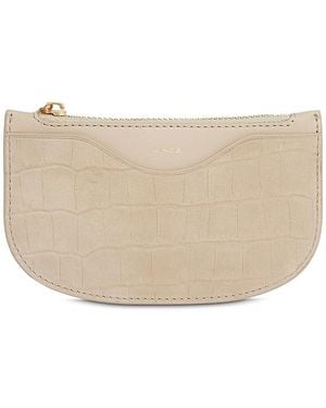 Vince Half Moon Embossed Leather Card Case - Natural