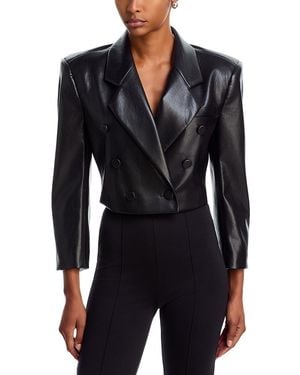 Generation Love Berlina Cropped Faux Leather Blazer - Black